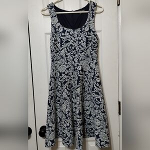 Brixon Ivy Women's Size M Navy and White Floral Mini Fit-and-Flare Dress